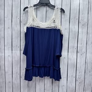 Living Doll Boho Navy Top Size 1X
